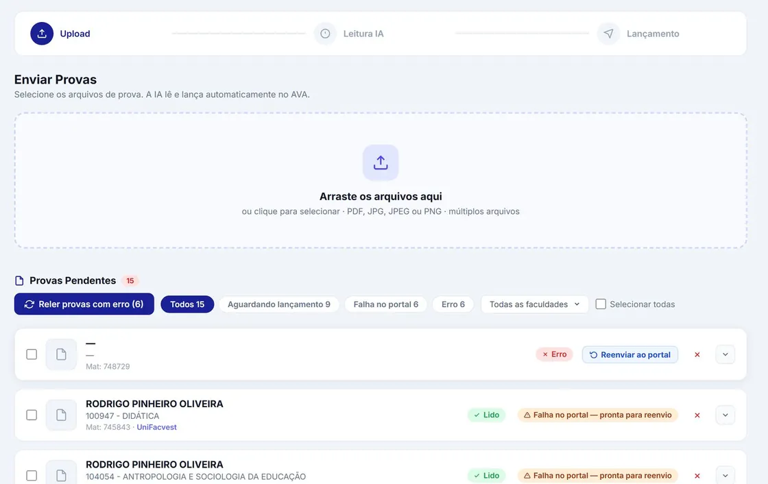 Provas lidas pela IA, prontas para lançar