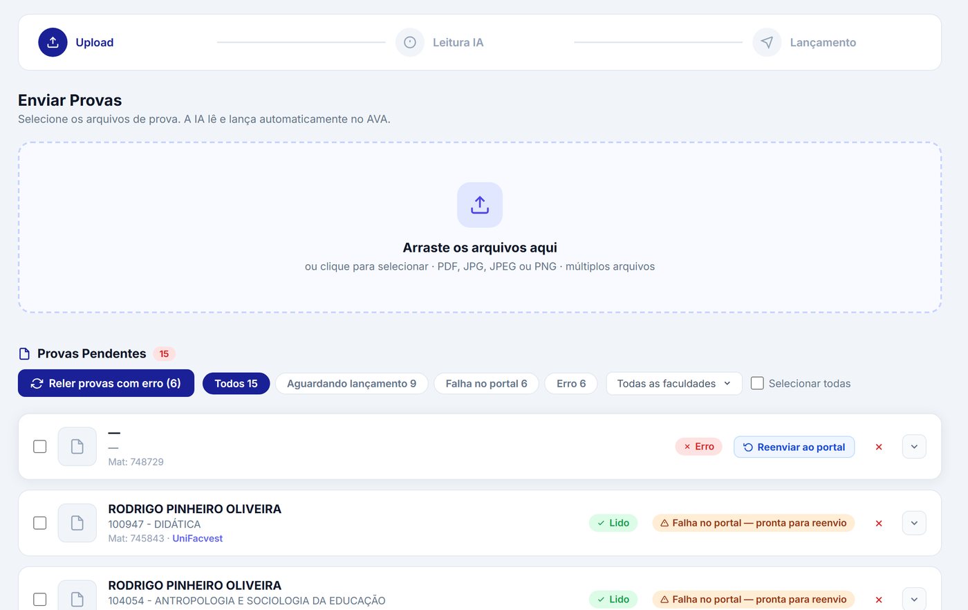 Provas lidas pela IA, prontas para lançar